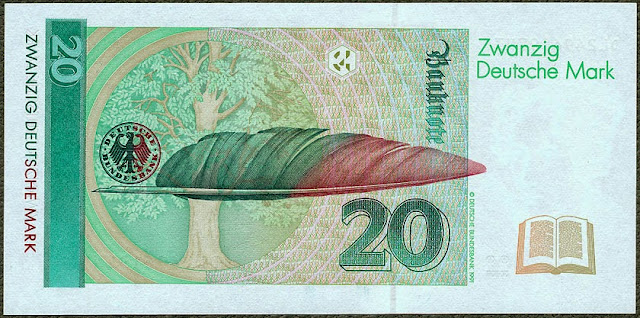 Germany 20 Deutsche Mark banknote 1993 Annette von Droste-Hülshoff ...